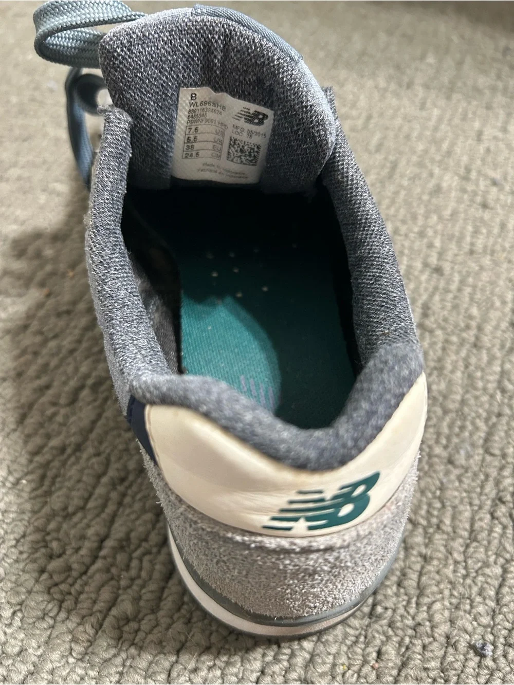 New Balance 696 WL696SHB Women’s Size 7.5 Grey Blue Suede Sneakers